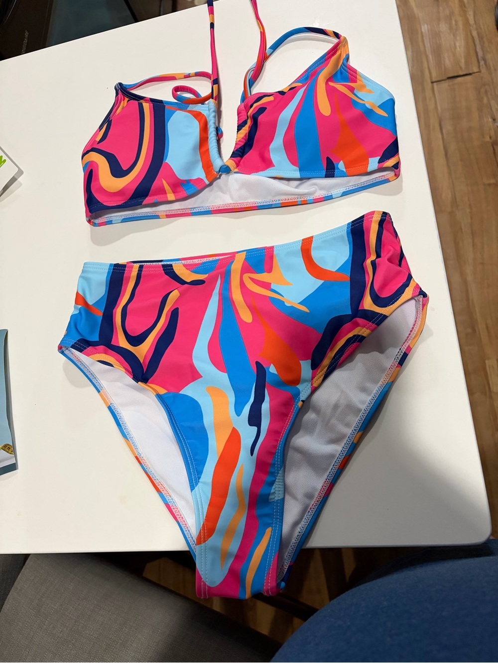 Source Unknown Multicolor Swirl Bikini — Pink, Blue, Orange